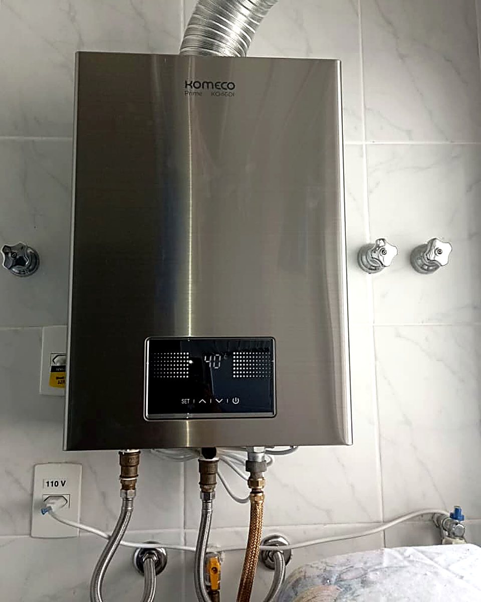 Aquecedor a gás Komeco Prime instalado